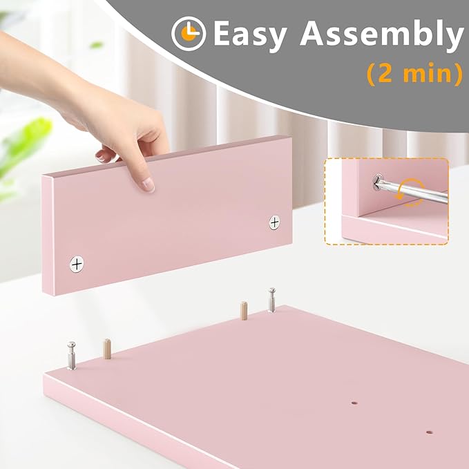 TAVR Dual Monitor Stand Riser, Computer Monitor Stands for 2 Monitors, Extra Long Multifunctional Desktop Organizer Riser for Computer, Laptop, PC, Printer, TV, Max 43.3" Length, Pink