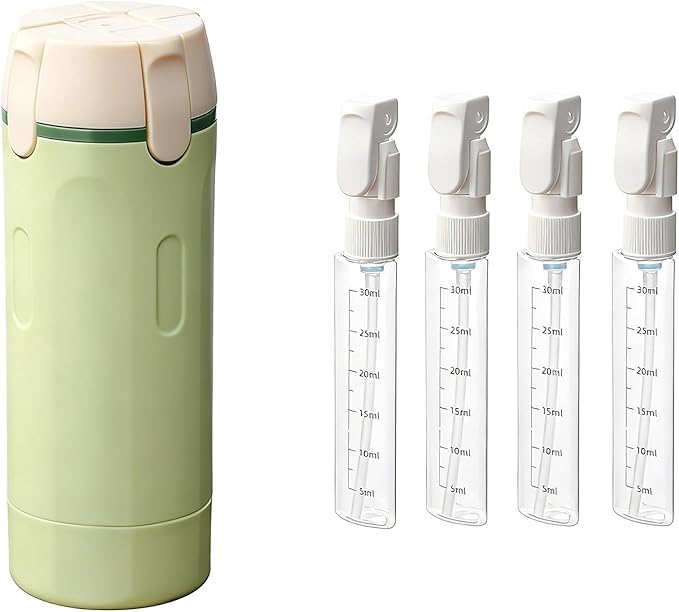 4 in 1 Travel Dispenser Bottle,4 Pack 30ML Travel Bottles for Toiletries, Leak Proof Travel Size Containers (Light Green, OneSize)