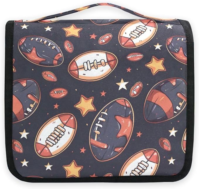 senya Hanging Travel Toiletry Bag Rugby Balls Kit Makeup Case Cosmetics Organizer for Men Women
