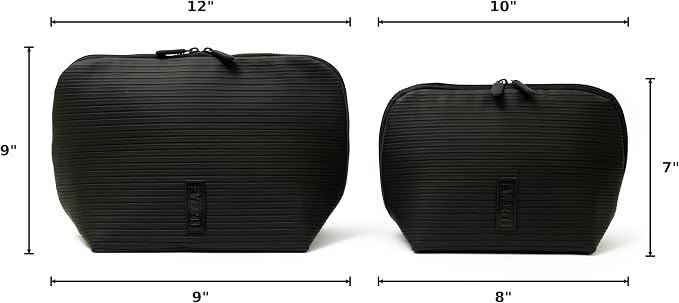 THE VERTI-Vertical Waterproof Makeup & Toiletry Bag | 23-Pocket Organizer with Upright, Fold-Down Design for Skincare, Toiletries & Essentials (Onyx, Medium)