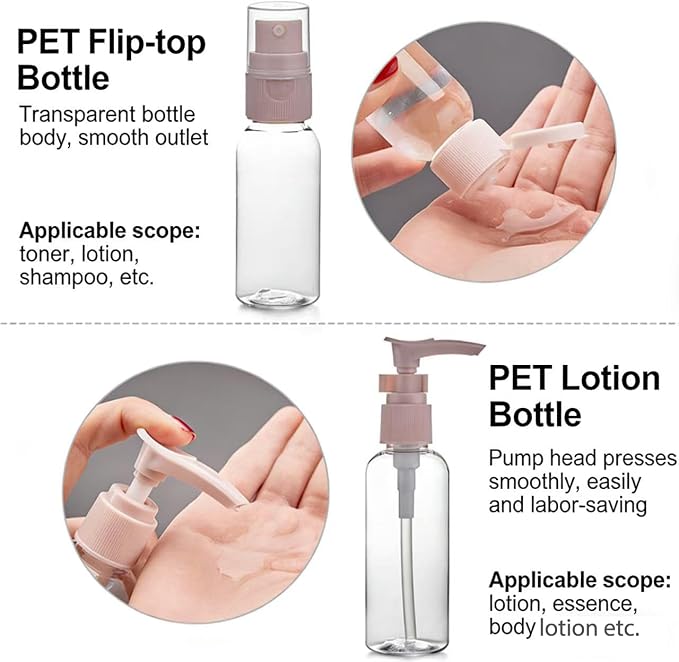 11pcs Travel Bottles for Toiletries, TSA Approved Travel Size Toiletries Containers Kit, Leak Proof Squeezable Travel Toiletry Liquid Bottles, Refillable Containers for Shampoo Conditioner Lotion