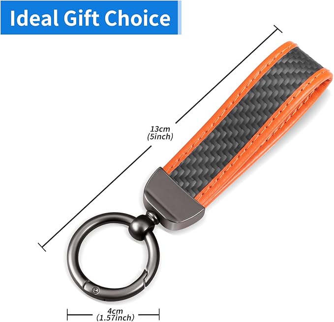 Real Carbon Fiber Car Keychain Minimalist Leather Edges Key Chain Holder Keychains Replacement Keychain Car Key Accessories