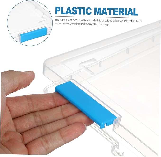 4pcs Clear Document Storage Box with Lid Transparent Plastic File Organizer for Office and Student Use Stackable Desktop Paper Storage Container Spill-resistant Protective Case