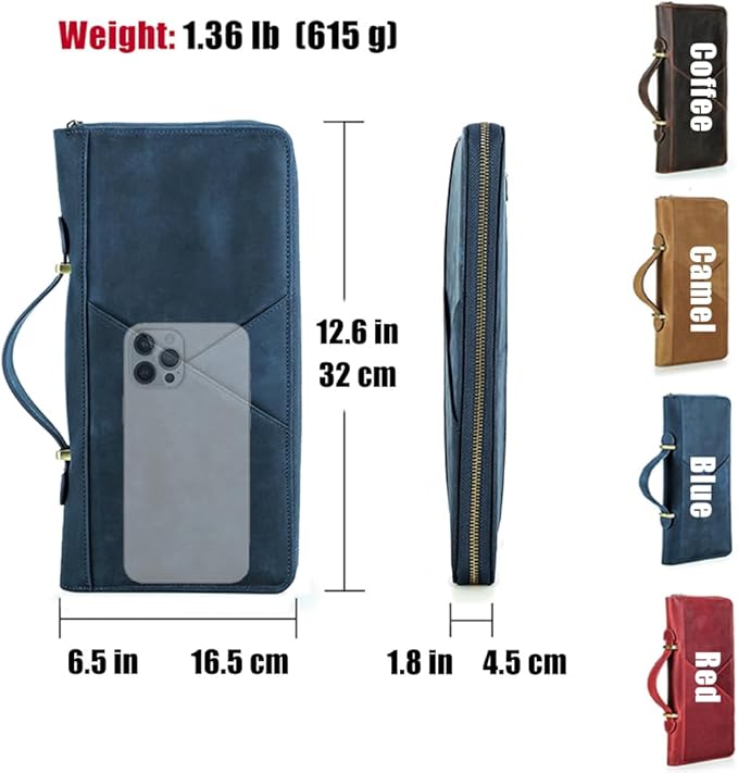 CONTACTS Family Passport Holder for 10 Full Grain Leather Passport Holder Compatible with Airtag for Family Travel Document Organizer Multiple Passport Wallet with Rfid Blocking (Blue)