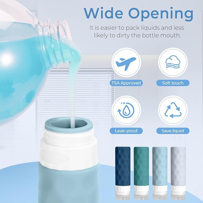 Silevoler 16pack Travel Bottles for Toiletries, TSA Approved Travel Size Containers Set, Leak Proof Refillable Liquid & Creams Toiletries Accessories Kit W/Toiletry Bag (Mint Green)
