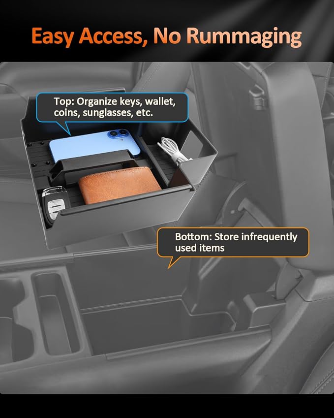 CDEFG for GMC Sierra EV 2025 2026 Accessories Center Console Organizer Tray Sierra EV 2025+ Armrest Storage Middle Console Insert (GMC Sierra EV 2025+)