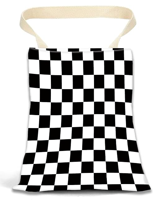 Car Garbage Can, Trash Bag, Hanging Trash Can for Vehicle Accessories, Travelling, Camping, Cute Back Seat Organizer, Classic Black White Plaid
