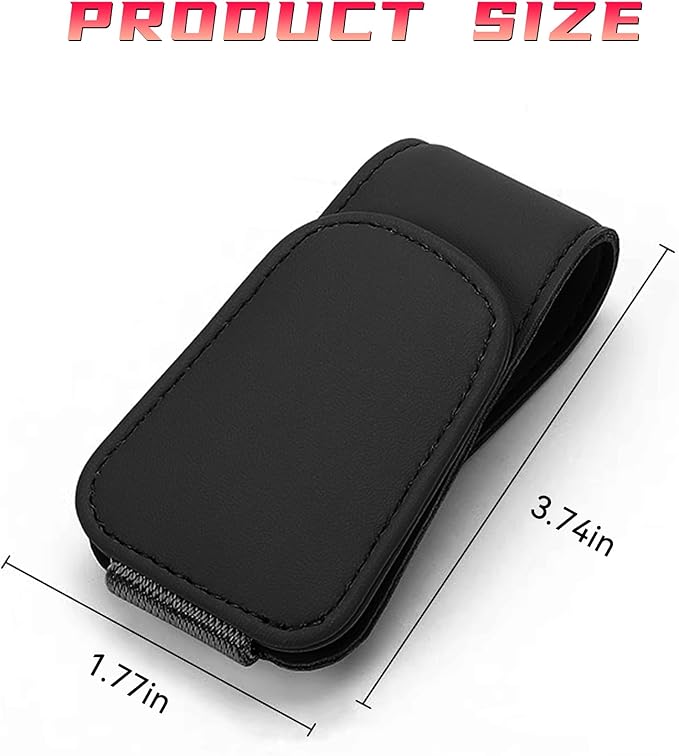 2PCS Sunglasses Holders for Car Sun Visor, Leather Eyeglasses Hanger Mounter, Magnetic Glasses Holder and Ticket Card Clip, Universal Auto Interior Accessories (Black, 1PCS)
