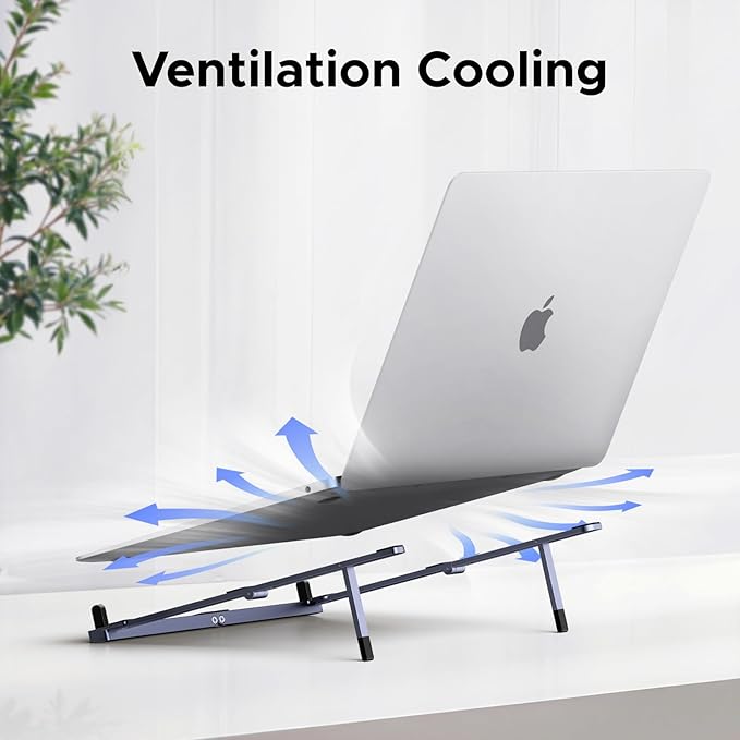 UGREEN Portable Laptop Stand, Foldable & Compact Aluminum Computer Stand Holder for Desk, Adjustable Ergonomic Laptop Riser for MacBook, Travel-Friendly for 10-17 Inch Laptops