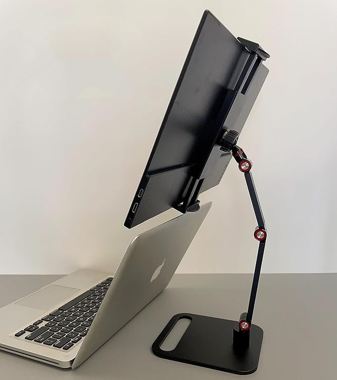 Portable Monitor Holder for 12-17.3 Inch Screen Desk Holder Metal Stand 16 Inch Universal Expandable Display Base 12.9inch Tablet Stand Adjustable Portable Monitor Desktop Clamp