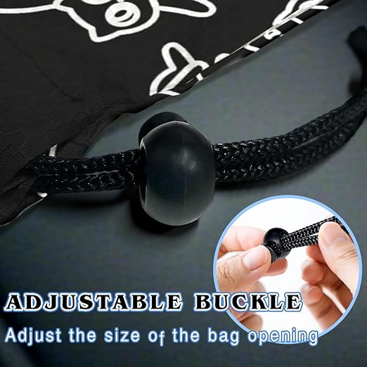 Car Trash Bag Hanging Back of Seat with Adjustable Snap Buckle Strap Cute Printed Drawstring Garbage Bags for Car-Black Cats