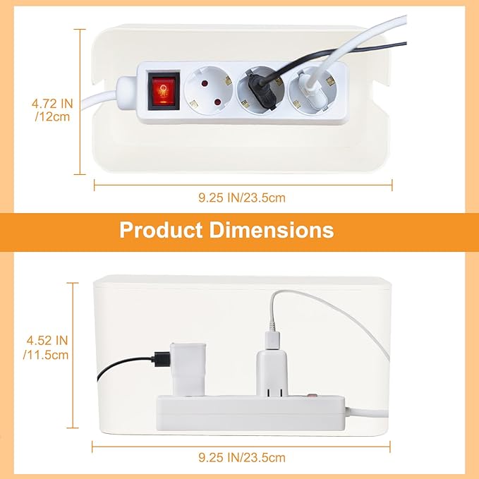 Mini Cable Management Cord Cover Wire Hider Box Concealer Organizer Protector System for Home Theater Entertainment Center Office School (Mini, White)
