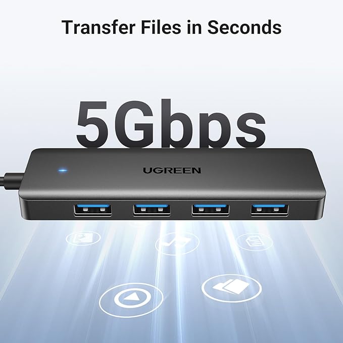UGREEN USB 3.0 Hub, 4 Ports USB A Splitter Ultra-Slim USB Expander for Mouse, Keyboard, Flash Drive, U Disk, Printer Compatible with Laptop, Desktop PC, Xbox, PS5, and More