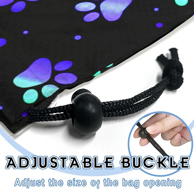 Car Trash Bag Hanging Back of Seat Waterproof Small Cute Printed One-handed Strap Drawstring Garbage Bags for Car-Paw Print