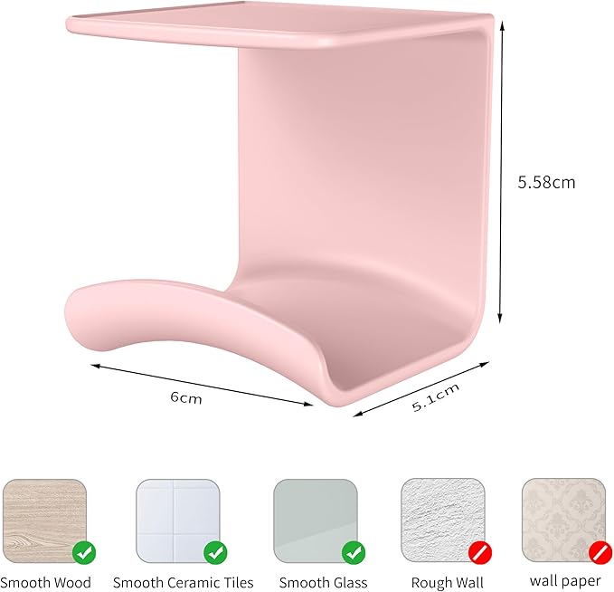 HomeMount Under Desk Headphone Holder - Adhesive Headphone Stand Hanger Table Mount for Most Headphones(Pink-2P)