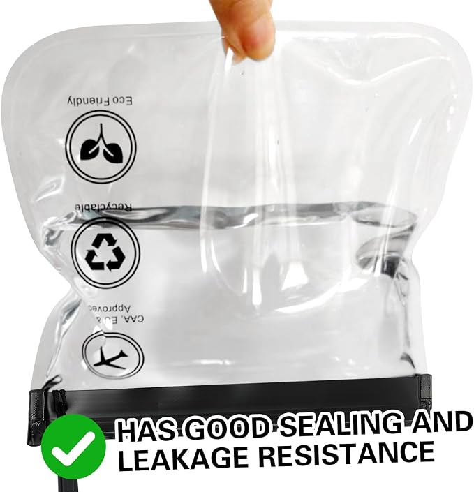 4 Pcs Clear TSA Approved Security Toiletry Bag with Sealing Strip 20 x 20cm Cosmetic Pouch Makeup Bags for Women(Black)