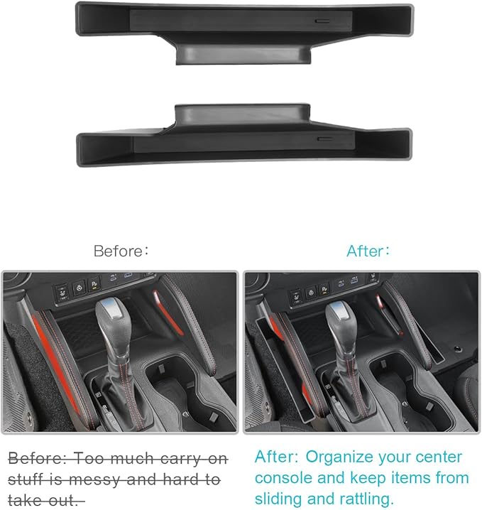 CDEFG 2Pcs for 2025 Nissan Frontier Center Console Organizer for 2022 2023 2024 2025 Nissan Frontier (S/SV/PRO-X/PRO-4X/ SL) Accessories Middle Console Gear Shift Side Tray Hanging Storage Box