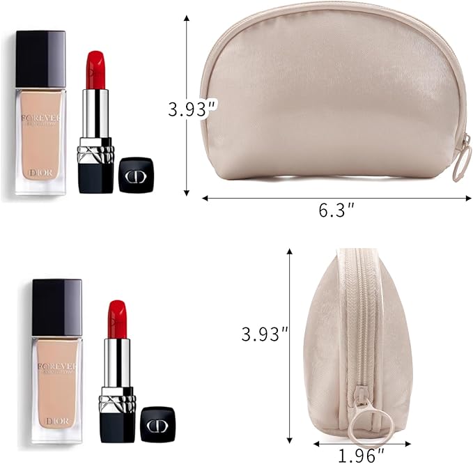 Half Moon Makeup Bag for Purse Cosmetic Pouch for Women Portable Zipper Cosmetic Case with Compartments