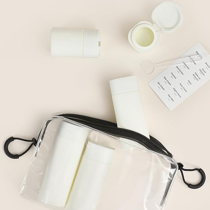 Suteng Travel Bottles for Toiletries, 5 Pack Travel Size Containers, TSA Approved Leak Proof - Silicone Toiletry Containers with Clear Bag for Shampoo, Conditioner & Lotion, Travel Essentials