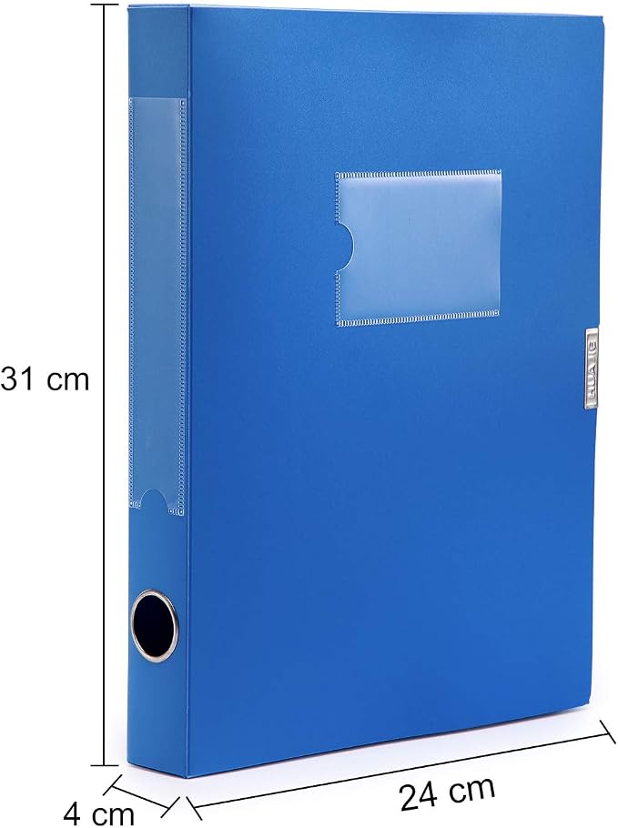 A4 Storage File Boxes Plastic Archives Cases with Lid, File Folder Organizer Document Filing Box for Office, Letter Size Paper,31×4×24 cm, Blue(Pack of 4)