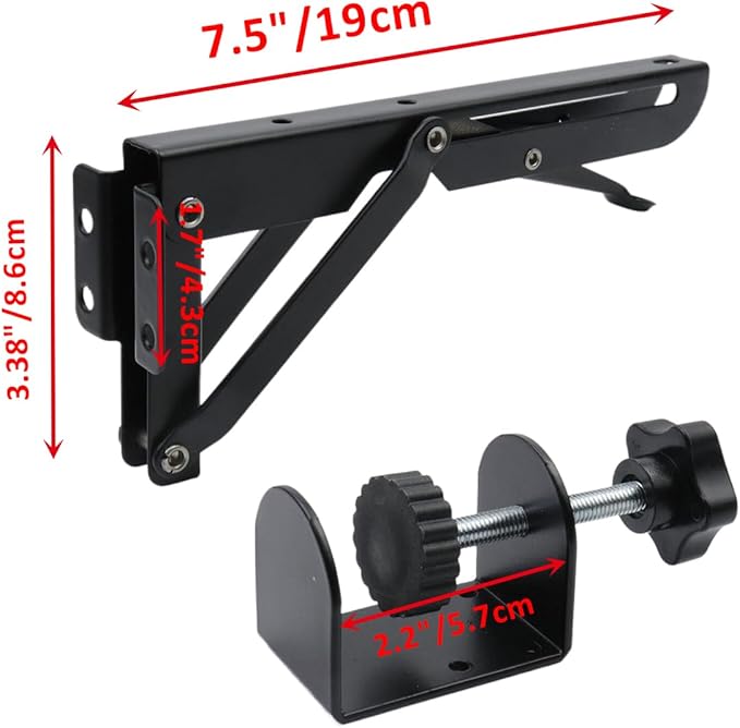 Bitray Desk Extender Clamp Bracket Foldable Bracket Desk Tray Bracket for Desk PC Keyboard Desk Keyboard Tray Black Punch Free Keyboard Tray Clamp Fits 0.5"-2.2" Thick