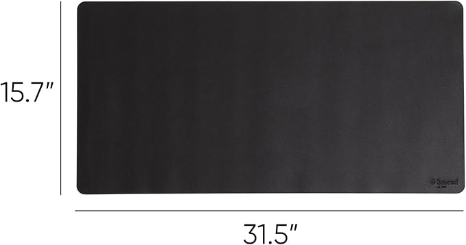 Smead Desk Pad, Vegan Leather Desk Mat with Non-Slip Faux Suede Backing, Perfect Desk Organizer for Office Decor, 31.5” x 15.7” Medium, Charcoal (64833)