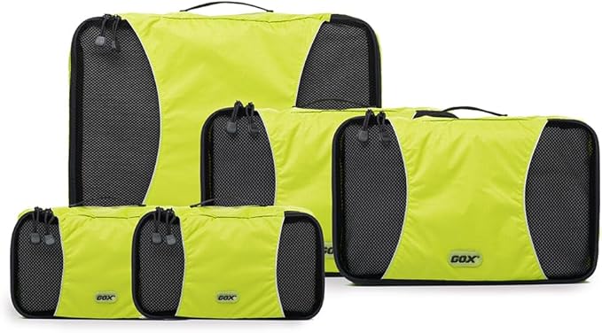 GOX Ultra Light 5 piece Packing Cubes Travel Luggage Organizer 1 Large 2 Medium 2 Small