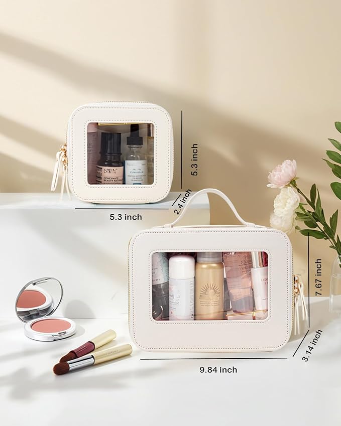 Travel Clear Makeup Bag Set, TSA Approved Cosmetic Bag Case with Zipper Portable Makeup Pouch Toiletry Bag Traveling Cosmetic Organizer Storage Bag Car Organizer Car Essentials