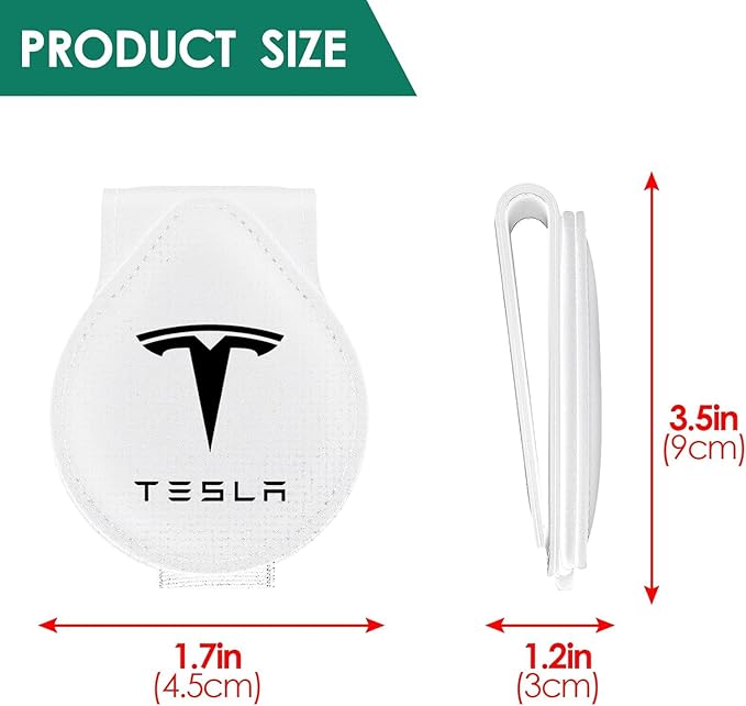 Sunglasses Holder Compatible with Tesla Model Y 3 X S Cybertruck Leather Magnetic Glasses Mount Holder Eyeglasses Sunglasses Clip Visor Sunglass Holder Accessories Gifts for Owners (White)