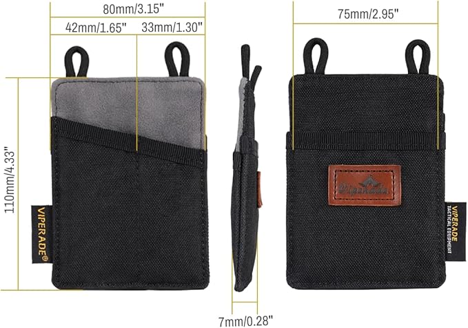 VIPERADE Slim EDC Pouch, Mini Pocket Organizer for Men, EDC Belt Organizer for Knife/Flashlight/Pen/Pry Bar/Mini Tools/Pocket Notebook