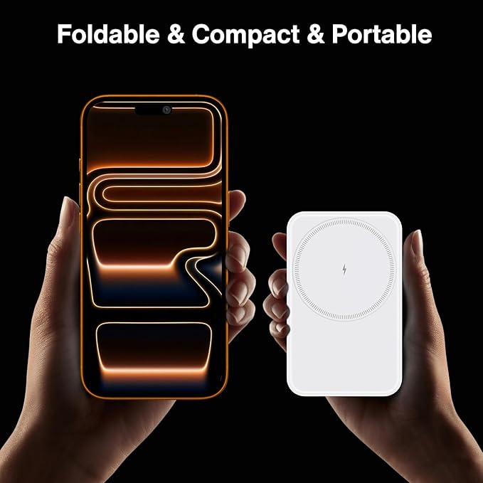iVANKY 3 in 1 Foldable Magnetic Wireless Charging Station, 15W Fast Charger Stand for MagSafe, Travel Charger for iPhone 17 16 15 Pro Max, Apple Watch, AirPods, Compact & Portable, White(No Adapter)