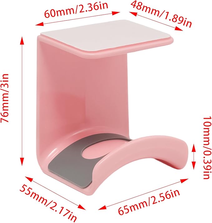 1Pcs Pink ABS Plastic Headphone Stand Hanger, Hanging Headset Holder Hook Under Desk, Adhesive Earphones Hangers for Desk Headphone Hanger, Most Headphones and Controller