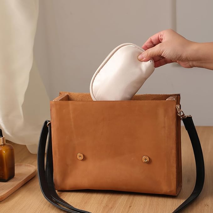 Half Moon Makeup Bag for Purse Cosmetic Pouch for Women Portable Zipper Cosmetic Case with Compartments