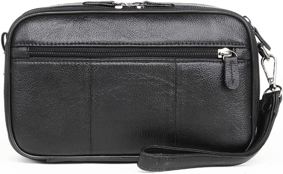 KPYWZER Leather Clutch Purse Wallet Men Wrist Bag