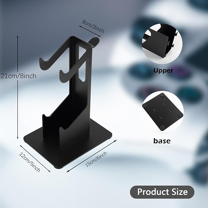Controller Holder 2 Tier, Controller and Headset Aluminum Stand for Gaming Desk, Stronger Snap-on Construction Hanger for All Universal Gaming PC Accessories