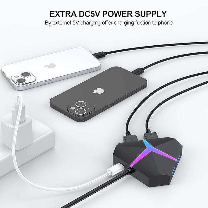 Multi USB Port Hub, 5Gbps High Speed Data Transfer USB 3.0 Multiport Adapter Expander 4 Port, Extra USB Ports Extender for Laptop Mac Computer PC Desktop PS5