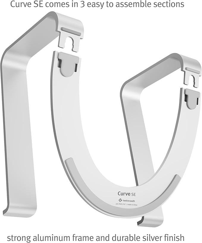 Twelve South Curve SE Ergonomic Aluminum Laptop and MacBook Stand with Anti-Slip Silicone to Prevent Scratching | Compatible with 11" to 17” laptops