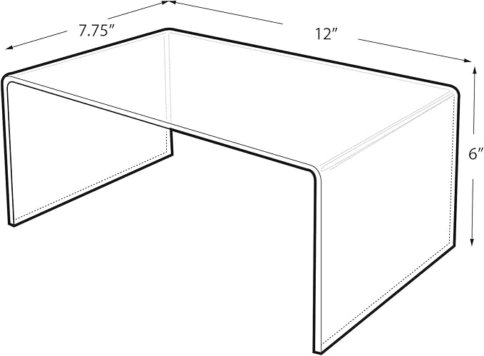Azar Displays 515311 12" W x 7.75" D x 6" H Acrylic Riser (4 Pack)
