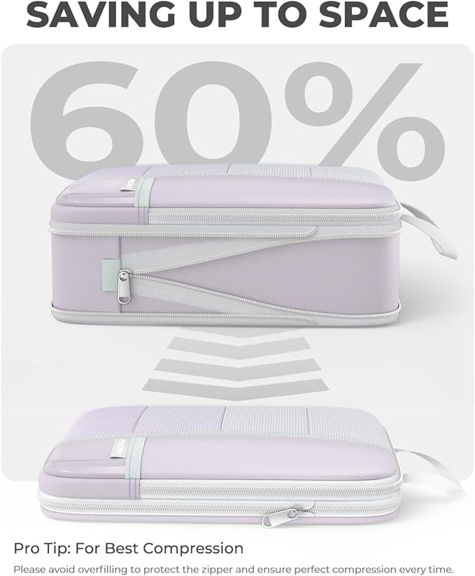 Percover Compression Packing Cubes 6-Piece Set, Packing Cubes Compression for Travel with Multi-Size Organization, Travel Organizer for Carry On & Checked Luggage, Purple