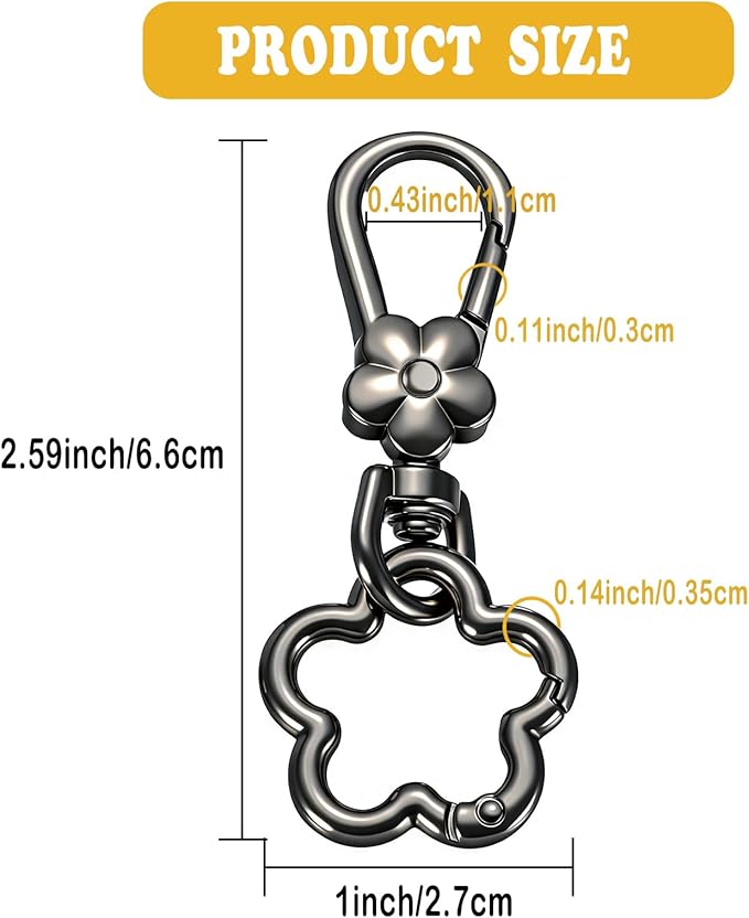 Metal Keychains for Women Men, 2PCS Cute Flower Shape Quick Release Key Chain Bag Charms Car Keychain Holder Clip