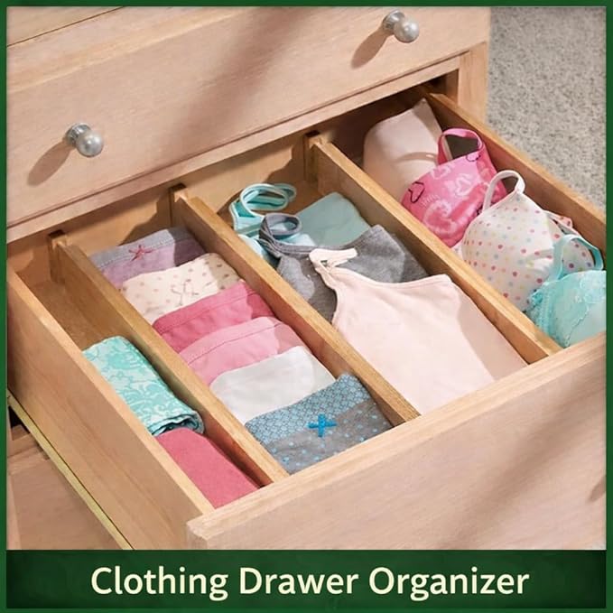 6 Pack Bamboo Drawer Dividers Adjustable ??Expandable Drawer Dividers for Kitchen Drawer Organizer, Dresser Drawer Dividers, Drawer Dividers for Clothes, Wooden Drawer Organizer for Kitchen & Cabinet