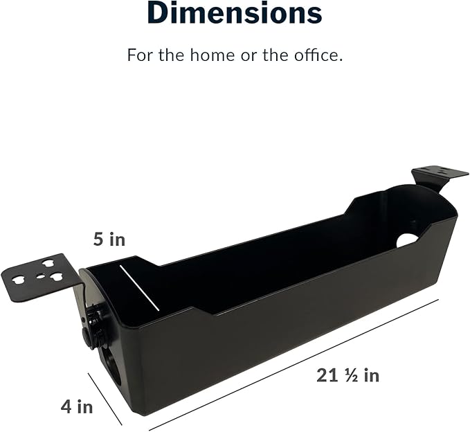 Vari Cable Management Tray - Under Desk Cord & Wire Organizer - Ideal for Home Office Sit Stand Desks - Fits Adjustable Electric Standing Desk 48x30, 60x30, 60x24, 72x30 - Easy Assembly (Black)