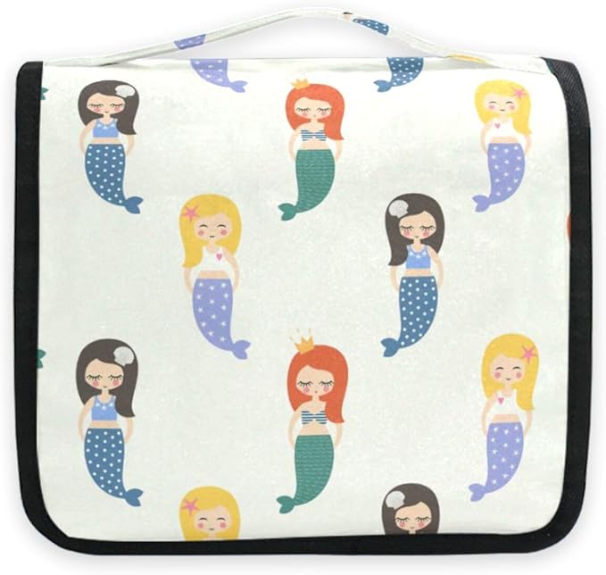 senya Hanging Travel Toiletry Bag Kit Makeup Case Cosmetics Organizer for Men Women (Colorful Mermaid)