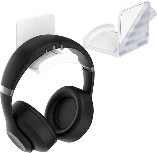 HomeMount Headphone Stand Headset Holder - Adhesive Gaming Headphone Hanger Hook Desk Mount for Most Headphone & Controller (White)