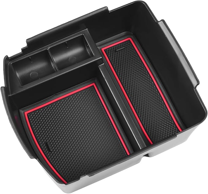 HGWEI Center Console Tray Organizer Compatible with Kia Seltos 2020 2021 2022 2023 2024 2025 2026 Accessories, Middle Armrest Insert Container ABS Secondary Storage Box, Red