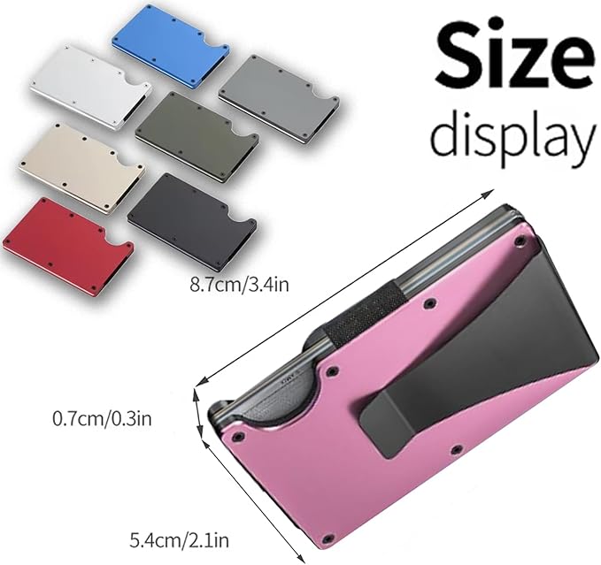 EDGE Metal Wallet for Men - Minimalist Slim Wallet - RFID Blocking Card Holder Money Clip, Smart Wallet - Aluminum Credit Card Holde Clip Pink
