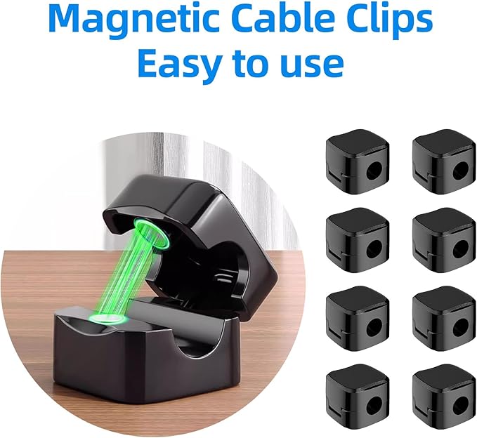 9 Pack Magnetic Cable Clips,Cord Organizer Holder,Strong Adhesive Desk Cable Management Magnetic,Cable Organizer for Home,Office,Car,Desk,Nightstand