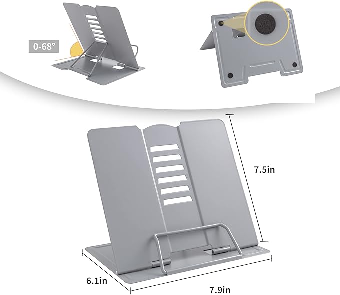 Metal Book Stand Adjustable Book Holder for Reading