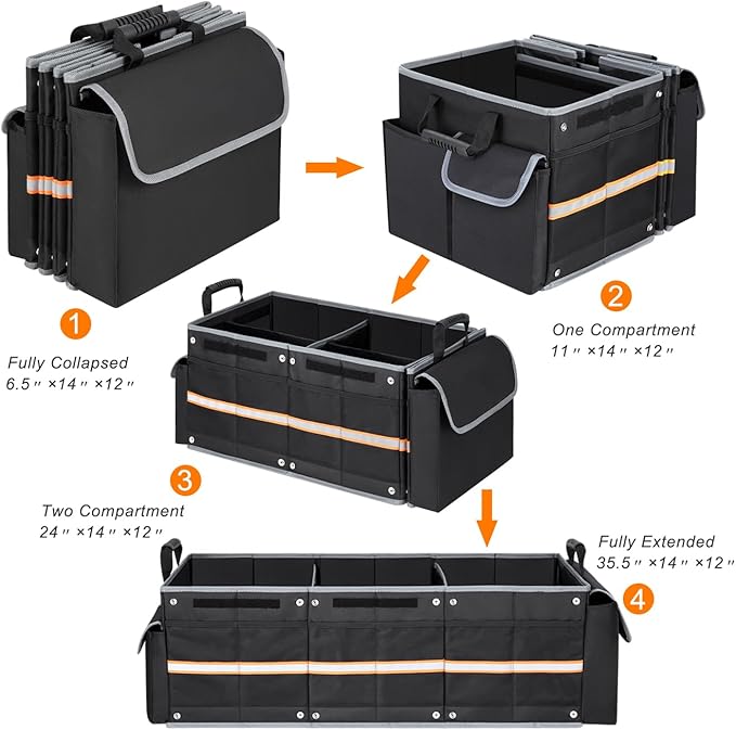 2-Pack Leak-Proof Car Trash Can with Lid, Portable Foldable Car Garbage Bin Bag | 2 Gallon Auto Waste Container for Vehicle, Truck, SUV & Road Trips | Hands-Free Waterproof Car Accessories Organizer