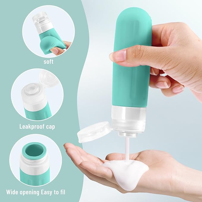 Landisun Travel Bottles for Toiletries 18Pack Travel Size Containers Toiletry Travel-Containers TSA Approved Leak Proof (Blue)